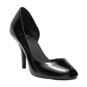 Jeffrey Campbell Compose Black Half D'Orsay Peep Toe Heel Size 8 NWT $155 MSRP